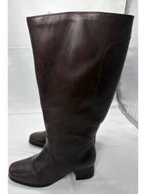 Blondo Waterproof Brown Leather Tall Boots Made in Canada Square Toe 6.5 W
